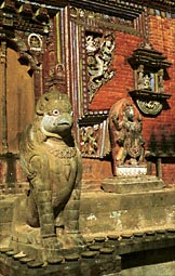 A Garuda is protecting the temple - to be honest it looks a bit like some strip figure?