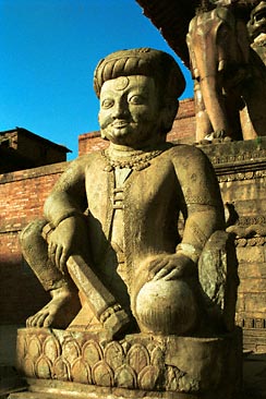 Detail van de Nyatapola Tempel, Taumadhi Tole, Bhaktapur