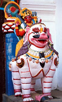 Detail entrance of the Royal Palace, Makhan Tole, Kathmandu.