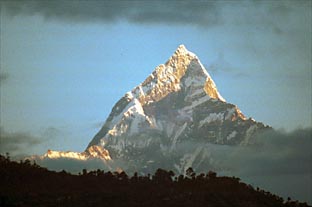 Machhapuchhare, 6 uur 's ochtends.