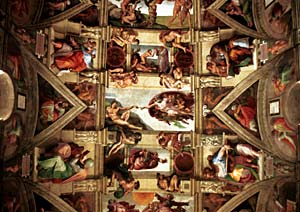 Capella Sistina, plafond door Michelangelo - klik om te vergroten